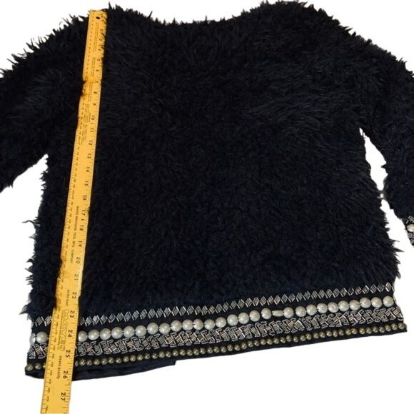 Jessica Simpson Kassidy Embellished Faux-Shearling Black Studded Jacket XS - Picture 6 of 15